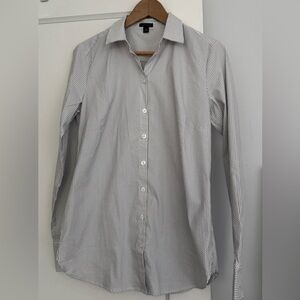 Ann Taylor Black and White Polka Dot Button Down Shirt